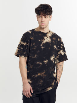 Футболка мужская коричневая в технике фаст-дай