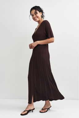 Платье трикотажное на пуговицах Коричневый - Erist store фото 2