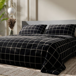 Постельное бельё Этель 2 сп Клетка цвет чёрный 175х215, 200х220, 50х70-2 шт, бязь, 125 г/м2 фото 7