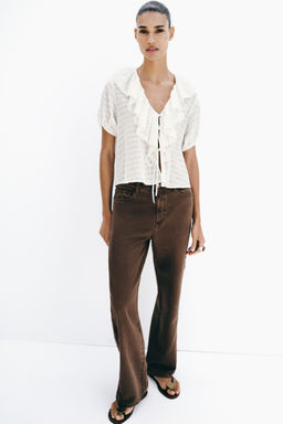 BLUSA VOLANTES LAZOS / Blanco roto