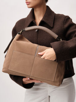 Замшевая сумка Andrea DBR 31374 серо-коричневый  фото 6