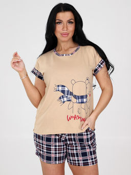 3101-ДК ДОМАШНИЙ КОСТЮМ (шорты) (Розовая/синяя клетка)