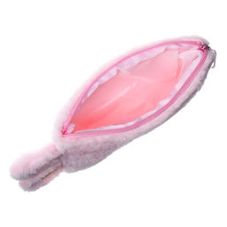 Пенал школьный меховой на молнии Calligrata «Зайка», пушистый, с ушками, МИКС