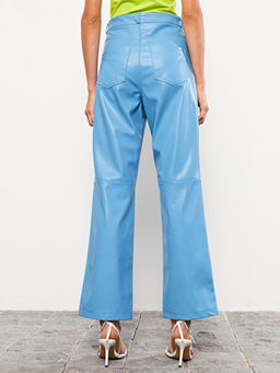 Dar Fit Deri G?r?n?ml? Kad?n Pantolon