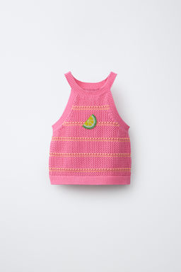TOP PUNTO CROCHET LIM?N / Rosa