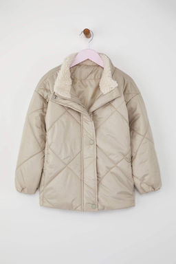 Tas Duz/Basic Dik Yaka Kal?n Kapitoneli Regular K?z Cocuk Mont TKDAW26MO00011 - Trendyolmilla фото 2