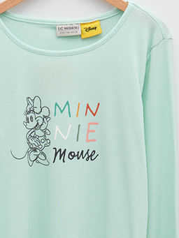 Bisiklet Yaka Minnie Mouse Bask?l? Uzun Kollu K?z ?ocuk Ti??rt - Waikiki фото 3