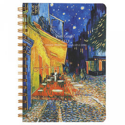Блокнот для заметок 80 листов "Шедевры Ван Гога" 14,4х20,5см, в линейку, отрывные, обложка - цветной картон, на спирали, с резинкой, рисунок в ассортименте, ПП пакет 15,5х21х1,5см (Китай)