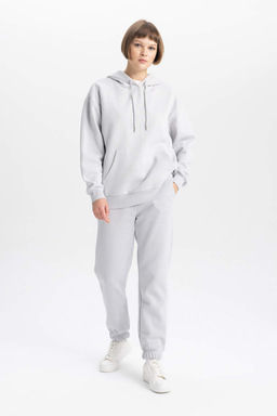 Толстые базовые спортивные штаны для джоггеров без принта с эластичным поясом, шнуровкой и карманом - Defacto фото 2