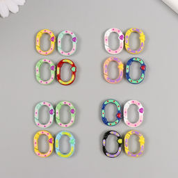 Цена за 4 шт. Карабин металл Овал. Сердечко и горошины МИКС 2,7х2 см