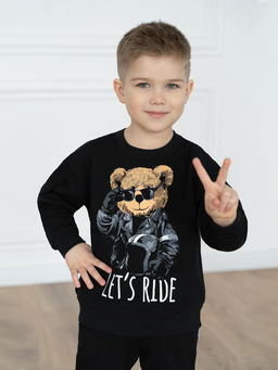 Костюм детский черный тедди байкер 7045г (98, 56)