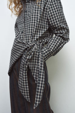 ZW COLLECTION CHECK SHIRT WITH SCARF - Zara фото 4