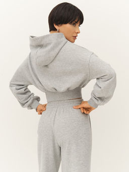 =Кроп-худи с капюшоном и широким поясом со шнуром на стоппере - NEVERLATE фото 2