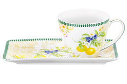 Чашка 250 мл с блюдцем для десерта 20*10*2 см Лимоны, NEW BONE CHINA - Elan gallery фото 4