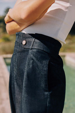 WIDE-LEG PAPERBAG TROUSERS - Zara фото 4