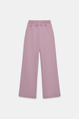 PANTAL?N RECTO FELPA / Rosa tiza