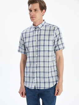 Regular Fit K?sa Kollu Ekose Erkek G?mlek