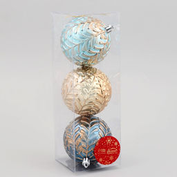 Ёлочные игрушки Мадлен веточки, шары новогодние, набор d=8 см, 3 шт., МИКС - Зимнее волшебство фото 2