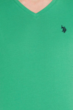 Мужская зеленая базовая футболка с круглым вырезом - U.s. polo assn фото 6