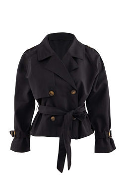 Trendyolmilla Siyah Su Itici Regular K?sa Trenckot TWOAW25TR00056 фото 11