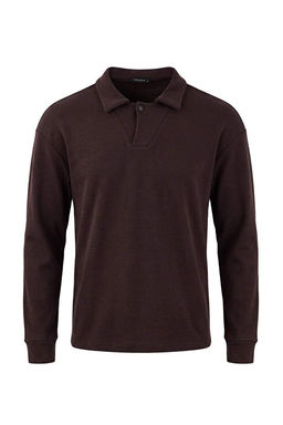 Kahverengi D___k Omuz Regular Wardrobe Essentials Polo Yaka _nterlok Sweatshirt TMNAW27SW00014