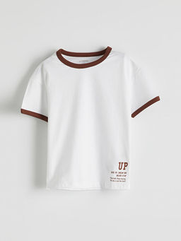 Bisiklet Yaka Yaz? Bask?l? Erkek ?ocuk Ti??rt