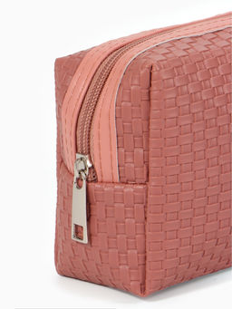 Косметичка универсальная, искусственная кожа, на молнии, тёмно-розовая