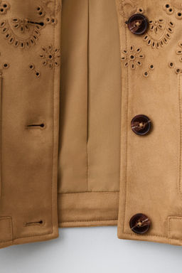 CHAQUETA EFECTO ANTE BORDADOS / Tostado - Zara фото 9