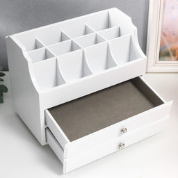 Шкатулка дерево для украшений и косметики 2 выдвижных ящика белая 26х16,5х21,7 см - Simaland фото 4