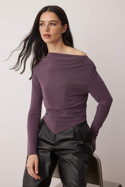 Murdum Modal Kumas Degaje Yaka Drapeli Vatkal? Asimetrik Orme Bluz TWOAW25BZ00031