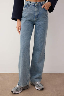 Ac?k Mavi Yuksek Bel Genis Paca Wide Leg Jeans TWOAW24JE00074