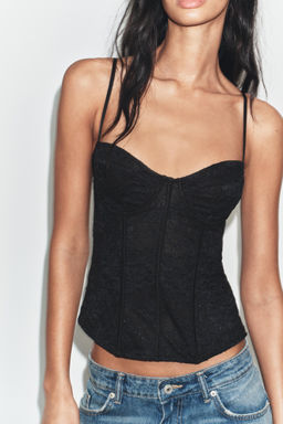 TOP CORSETERO ENCAJE / Negro