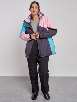 Горнолыжная куртка женская зимняя большого размера розового цвета 3963R - Mtforce фото 8