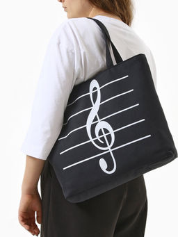 Сумка - шоппер «Музыка», на молнии, 42×9×32 см, с принтом, чёрная