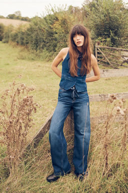 Z1975 DENIM WAISTCOAT WITH COVERED BUTTONS