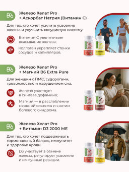 Железо хелат PRO Профилактика дефицита железа, анемии, поддержка иммунитета,иммунной и нервной систем,