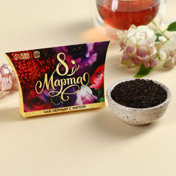 Чай подарочный чёрный 8 Марта, вкус: мята, 20 г