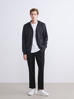 Kap??onlu Uzun Kollu Erkek Fermuarl? Sweatshirt