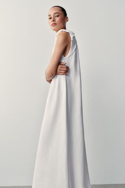 VESTIDO LARGO CON LINO / Blanco - Zara фото 4