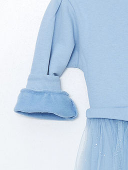 Bisiklet Yaka Uzun Kollu Elsa Bask?l? K?z Bebek Elbise - Waikiki фото 3