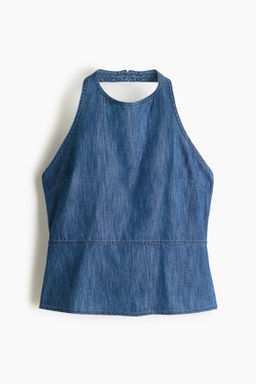 Top denim con escote halter