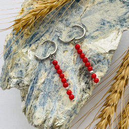 Серьги длинные из красного Коралла - Радуга самоцветов фото 3