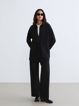 G?mlek Yaka Oversize Kad?n Fermuarl? Sweatshirt