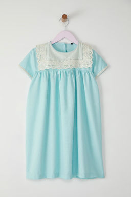 Pembe K?z Cocuk Pamuklu Brode Detayl? K?sa Kol Mini Orme Elbise TKDSS25EL00020 - Trendyolmilla фото 4