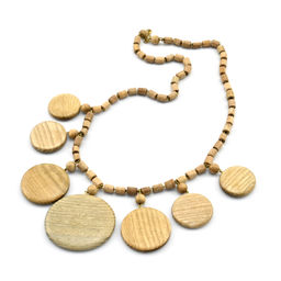 Колье из дерева - Кристина с монетками, 48см