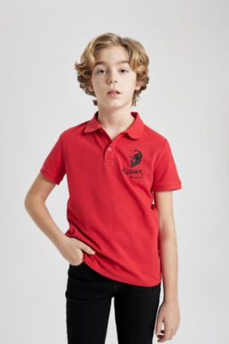 Erkek Cocuk Pike K?sa Kollu Ataturk Bask?l? Polo K?rm?z? Tisort