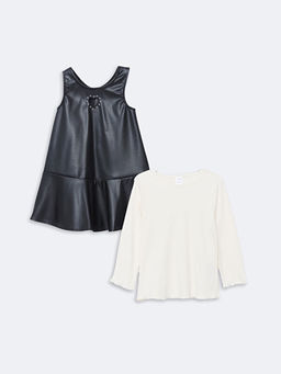 Uzun Kollu K?z Bebek Bluz ve Elbise 2li Tak?m