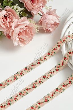 Тесьма эластичная 1,5 см*10 м "Цветы" (SF-368-3) персиковый