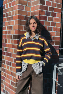 STRIPED KNIT POLO JUMPER