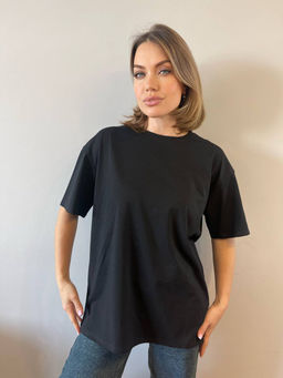 K13563 Футболка OVER SIZE (плотный хлопок) ЧЕРНЫЙ